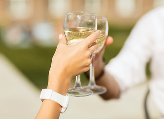 Image showing couple drinking wine in cafe