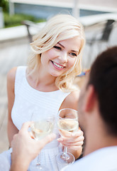 Image showing couple drinking wine in cafe