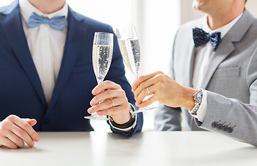 Image showing close up of male gay couple with champagne glasses