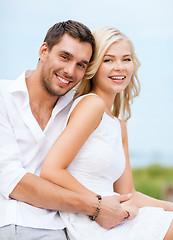 Image showing couple in shades at sea side