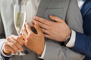 Image showing close up of male gay couple with champagne glass