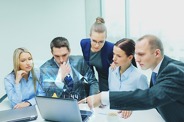 Image showing business team with laptop having discussion