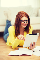 Image showing student with tablet pc computer and notebooks