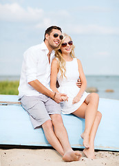 Image showing couple in shades at sea side