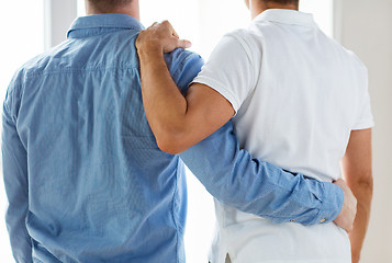 Image showing close up of happy male gay couple hugging