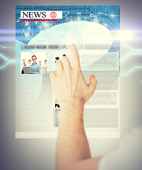 Image showing man with virtual screen and news