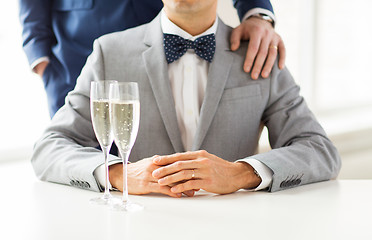 Image showing close up of male gay couple with champagne glasses