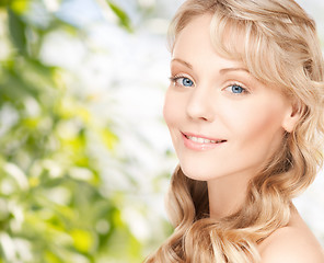 Image showing beautiful young woman face with long wavy hair