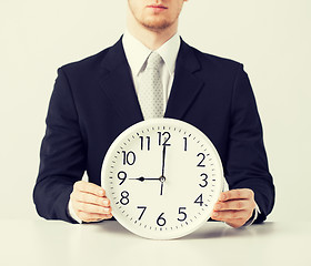 Image showing man with wall clock