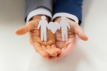 Image showing close up of happy male gay couple with love symbol