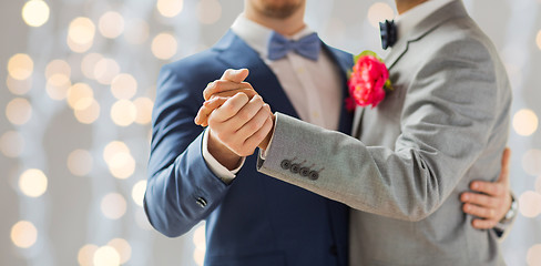 Image showing close up of happy male gay couple dancing