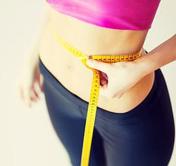 Image showing trained belly with measuring tape