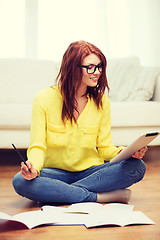 Image showing student with tablet pc computer and notebooks