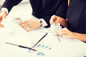 Image showing woman hand signing contract paper