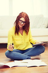 Image showing student with tablet pc computer and notebooks