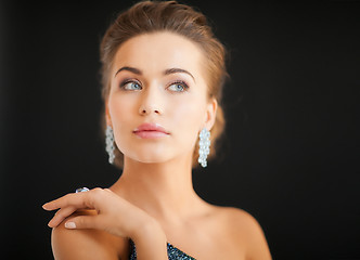 Image showing woman with diamond earrings