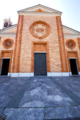 Image showing  church  in  the vergiate old   closed brick   sidewalk italy  l