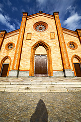 Image showing  church  in  the villa cortese  old   closed brick tower sidewal