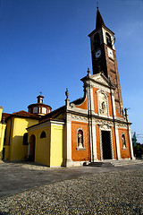 Image showing in  the mozzate  old   church    brick tower sidewalk italy  lom