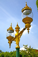 Image showing street lamp bangkok thailand  in the sky   palaces     abstract 