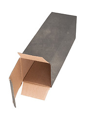 Image showing Old dirty cardboard box on a white background