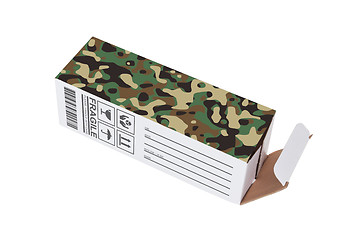 Image showing Camouflaged cardboard box on a white background