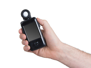 Image showing Modern flash meter use by hand