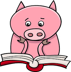 Image showing learning piglet cartoon illustration