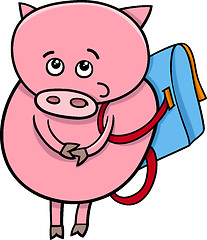 Image showing piglet with satchel cartoon illustration