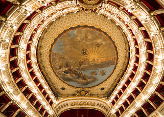 Image showing NAPLES, ITALY , MAY 16, 2014, Interiors and details of the Teatro di San Carlo, Naples opera house,  built 1737, May 16, 2014,  in  Naples, Italy.