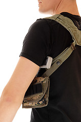 Image showing Soldier with holster and handgun.