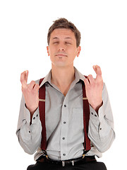 Image showing Man crossing fingers