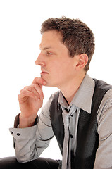 Image showing Young businessman thinking.