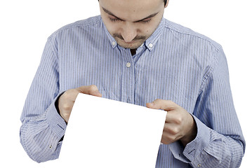 Image showing Man holding a paper