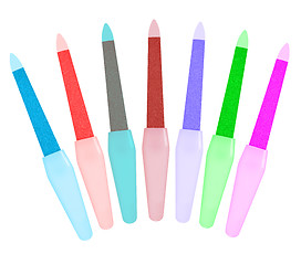 Image showing Nail files are laid out in a fan shape