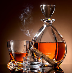 Image showing Alcohol and cigar