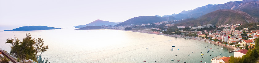 Image showing Montenegro, Rafailovici. Sunset view on sea beach