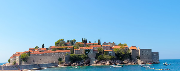 Image showing Sveti Stefan, small islet and resort in Montenegro. Balkans, Adriatic sea, Europe. 