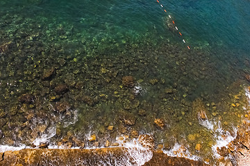 Image showing Top view of a beautiful turquoise sea.