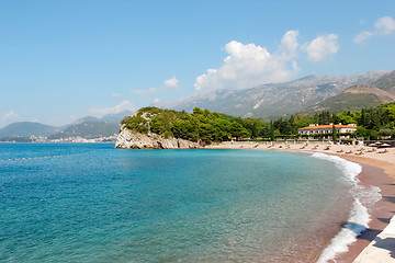 Image showing Beach near the island Sveti Stefan.