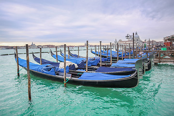 Image showing Gondolas with view of Santa Maria della Salute