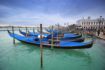 Image showing Gondolas in front of Riva degli Schiavoni 