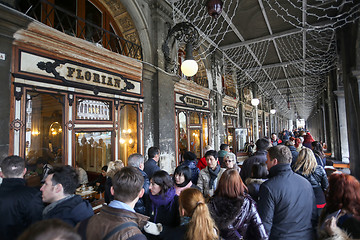 Image showing People in front of caffe Florian in Venice