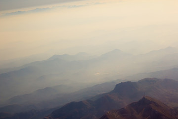 Image showing Landscape of Mountain.  view from airplane window