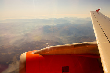 Image showing Landscape of Mountain.  view from airplane window