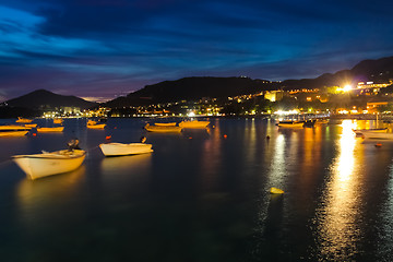 Image showing Montenegro, Rafailovici. Sunset view on sea beach