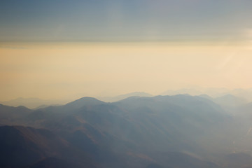 Image showing Landscape of Mountain.  view from airplane window