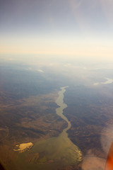 Image showing Landscape of Mountain.  view from airplane window