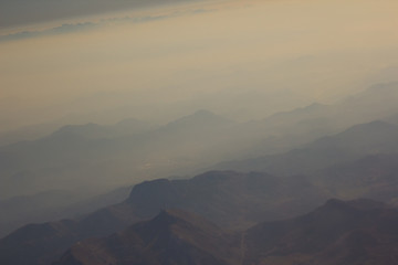 Image showing Landscape of Mountain.  view from airplane window