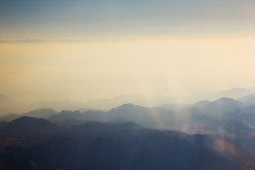 Image showing Landscape of Mountain.  view from airplane window